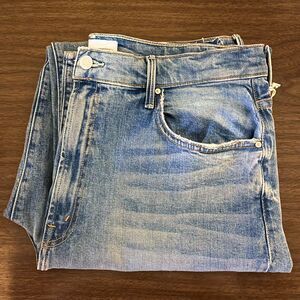MOTHER Distressed Light Blue Flare Jeans